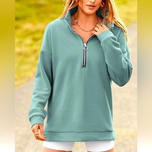 NWOT Green 1/4 Zip Up Pullover Long Sleeve Sweatshirt M